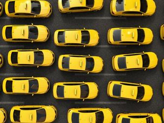 Taxis in a traffic jam